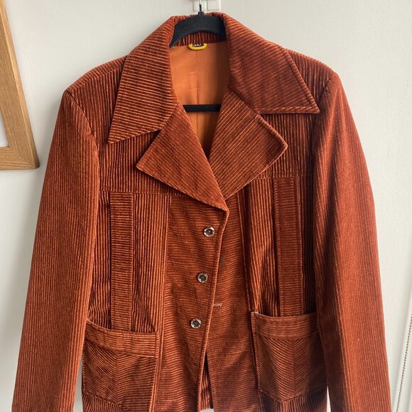Vintage Corduroy Blazer Jacket - 70s Retro Style, Rust/Brown - Picture 1 of 3